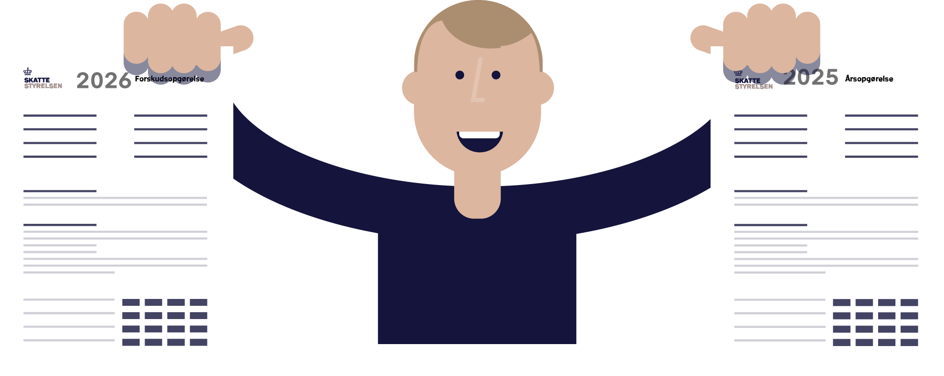 Mand der holder Forskudsopgørelsen og Årsopgørelsen