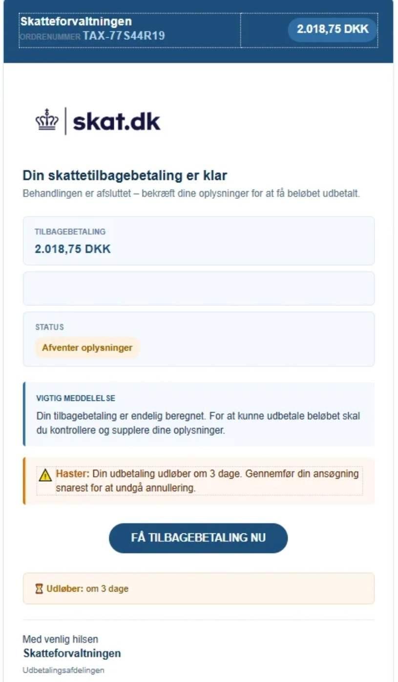 Billede af falsk mail