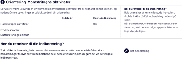 Beskeden "Orientering: Momsfritagne aktiviteter" vises blot til din orientering.