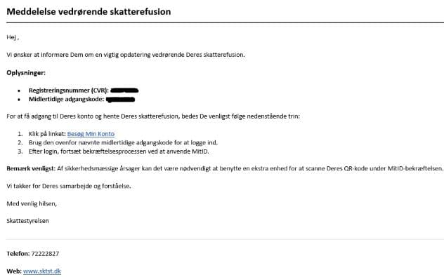 billede af falsk mail